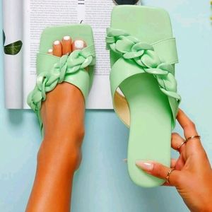 Mint green sandals slides size 8
